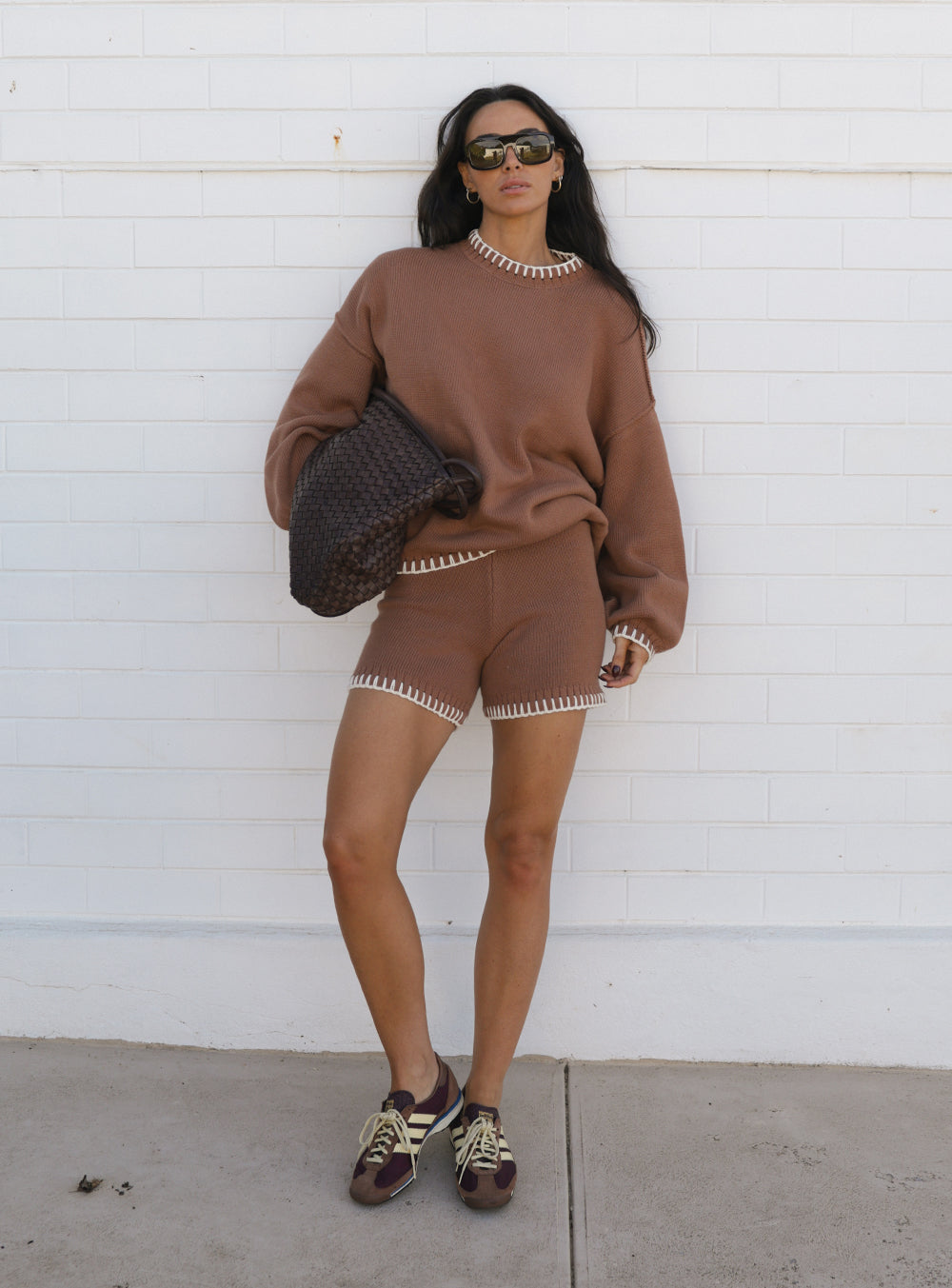 Mocha Stitched Knit Short