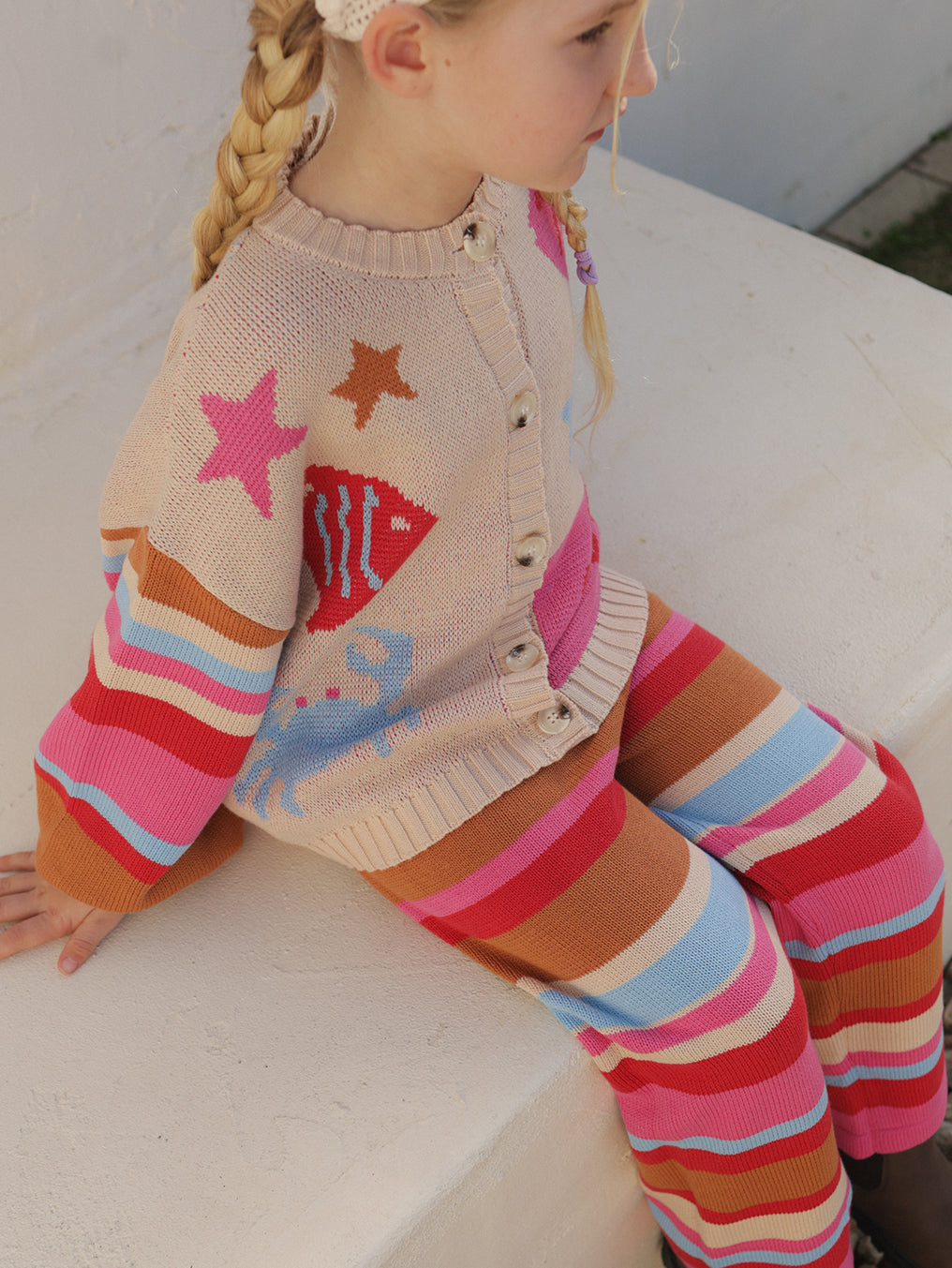 Coral Stripe Pants