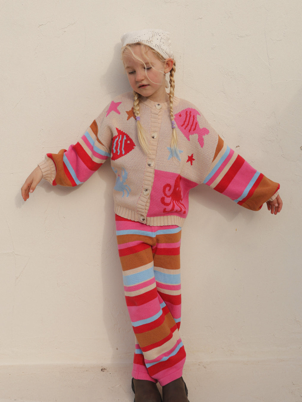 Coral Stripe Pants